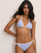Blue Contrast Trim Bikini Set