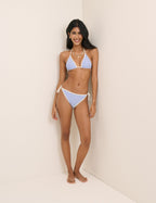 Blue Contrast Trim Bikini Set