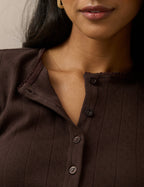 Brown Pointelle Short Sleeve Top