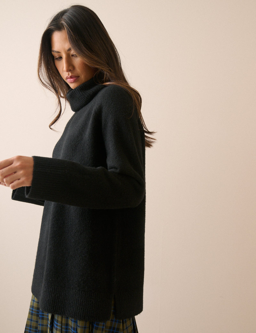 Black Roll Neck Oversized Jumper