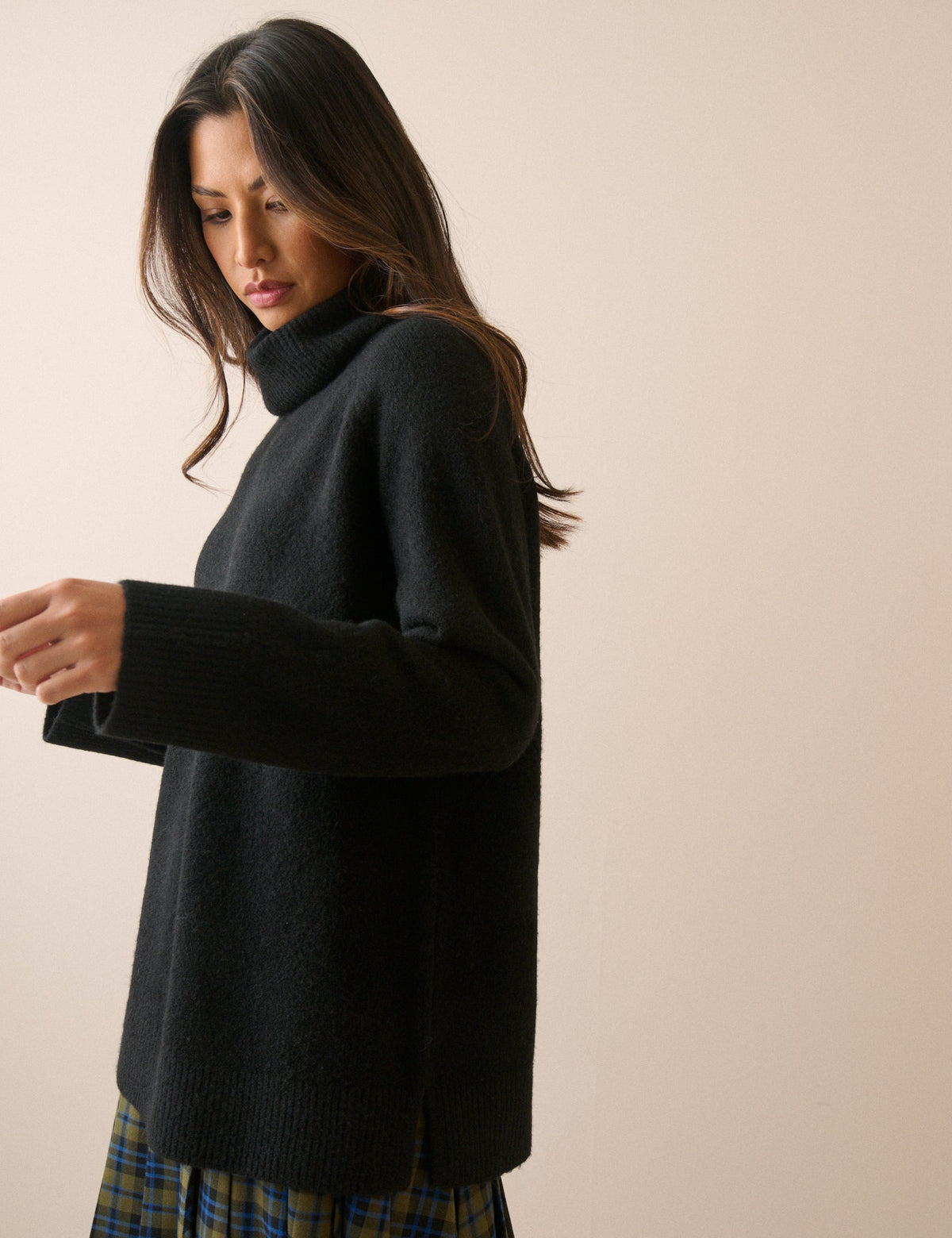 Black Roll Neck Oversized Jumper