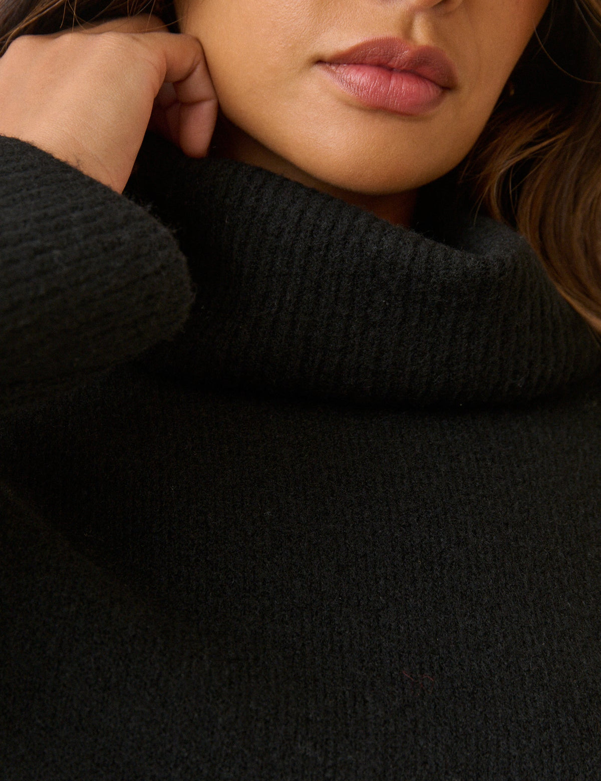 Black Roll Neck Oversized Jumper