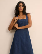 Dark Wash Denim Rowe Midi Dress