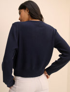 Navy Crew Neck Cardigan
