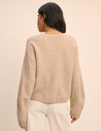 Beige V-Neck Pocket Cardigan