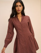 Brown Long Sleeve Roen Micro Mini Dress