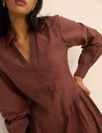 Brown Long Sleeve Roen Micro Mini Dress