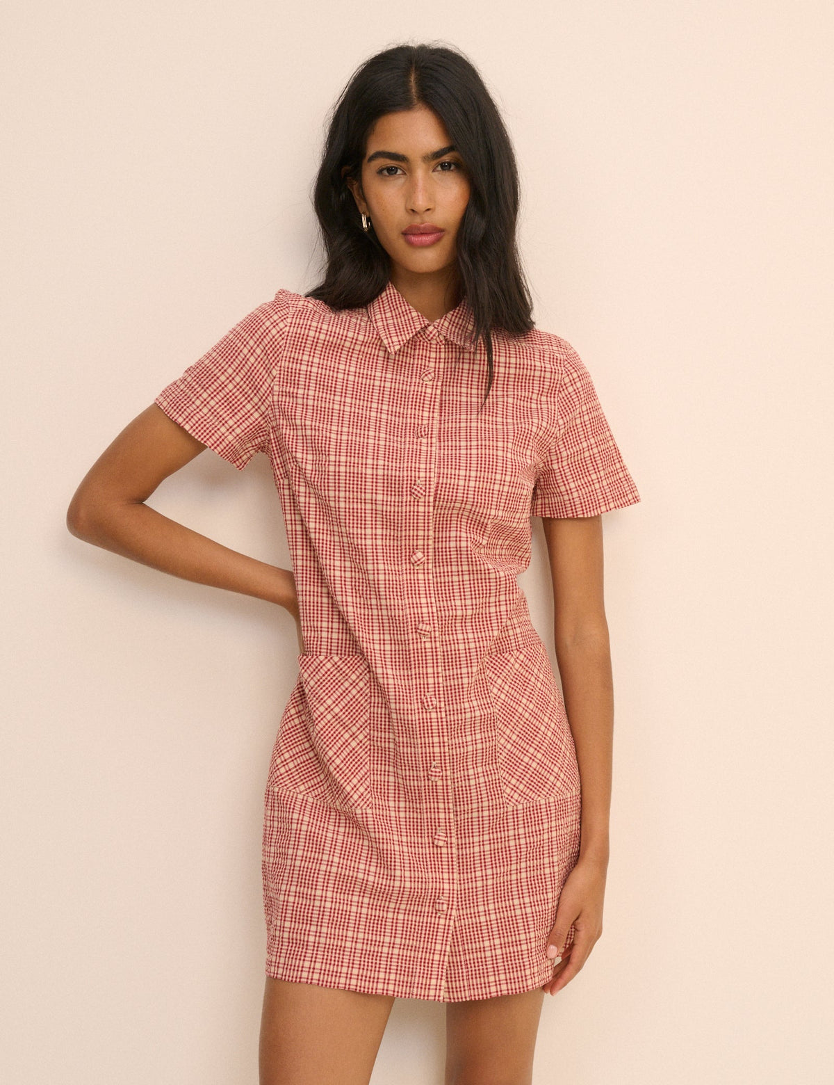 Red and Cream Check Lorna Mini Dress