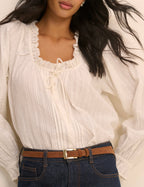 White Broderie Anglaise Trim Lumi Blouse
