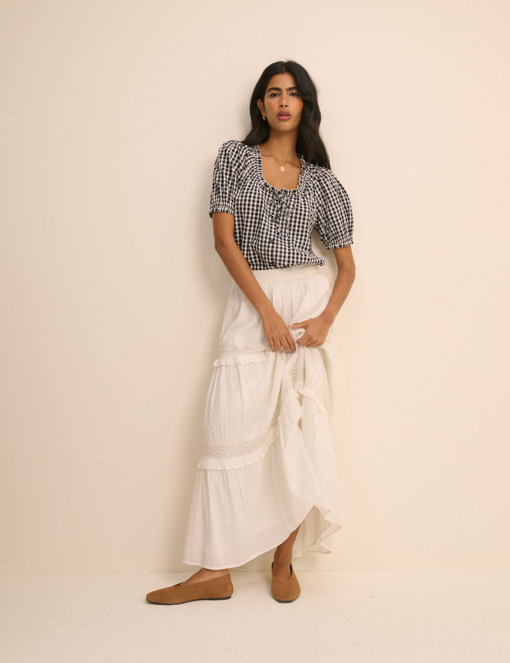 Blue Gingham Puff Sleeve Lumi Blouse