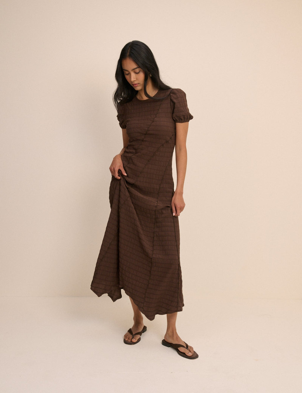 Brown Cassandra Jersey Midi Dress