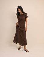 Brown Cassandra Jersey Midi Dress