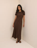 Brown Cassandra Jersey Midi Dress