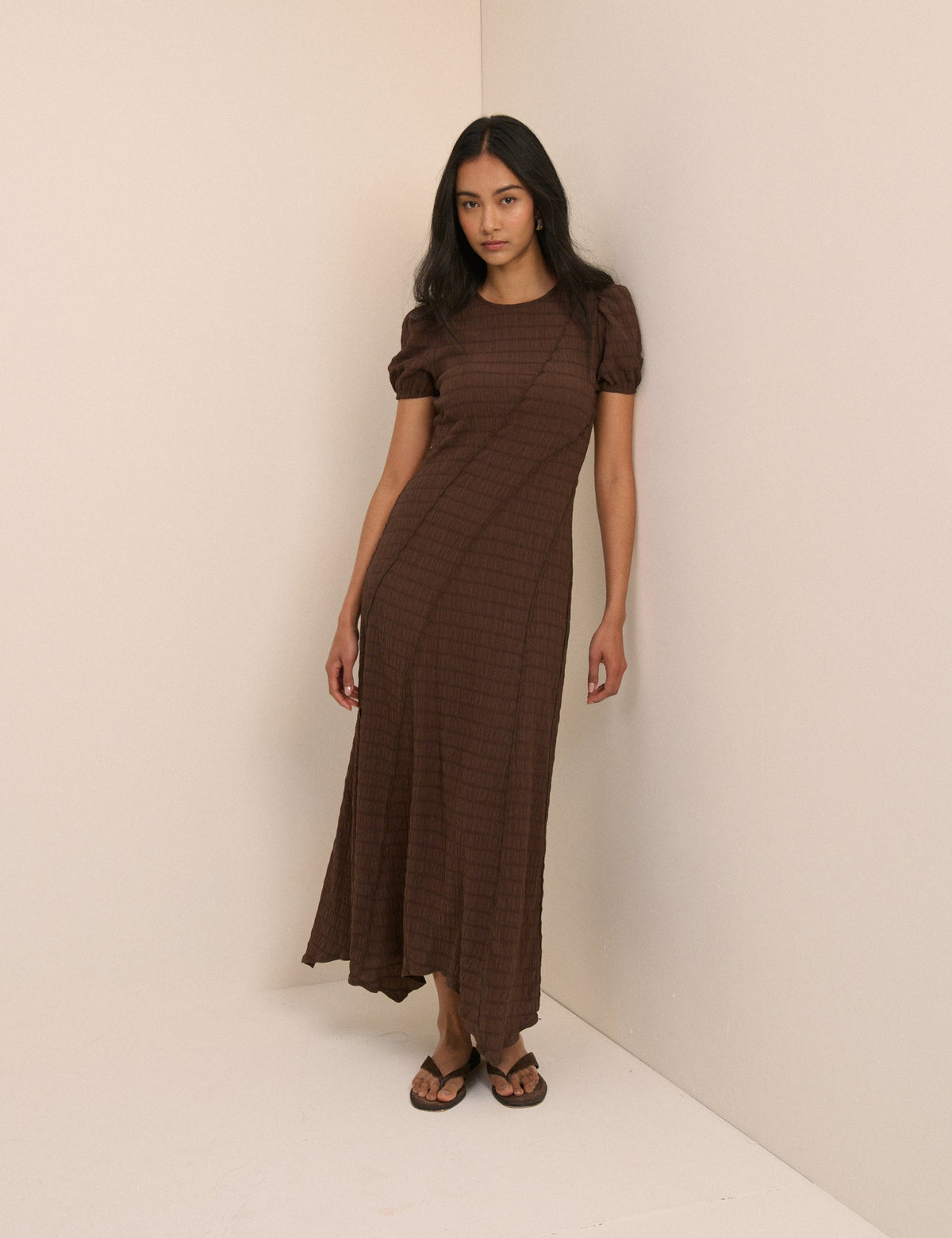 Brown Cassandra Jersey Midi Dress