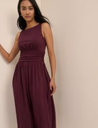 Plum Boat Neck Ayla Midi Dress