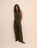 Green Check Wide Leg Jerrow Trousers