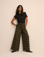 Green Check Wide Leg Jerrow Trousers