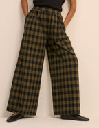 Green Check Wide Leg Jerrow Trousers