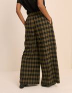Green Check Wide Leg Jerrow Trousers