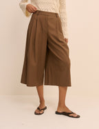 Brown High-Waisted Tailored Culottes