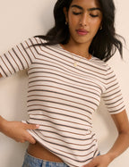 Brown and Cream Striped T-Shirt