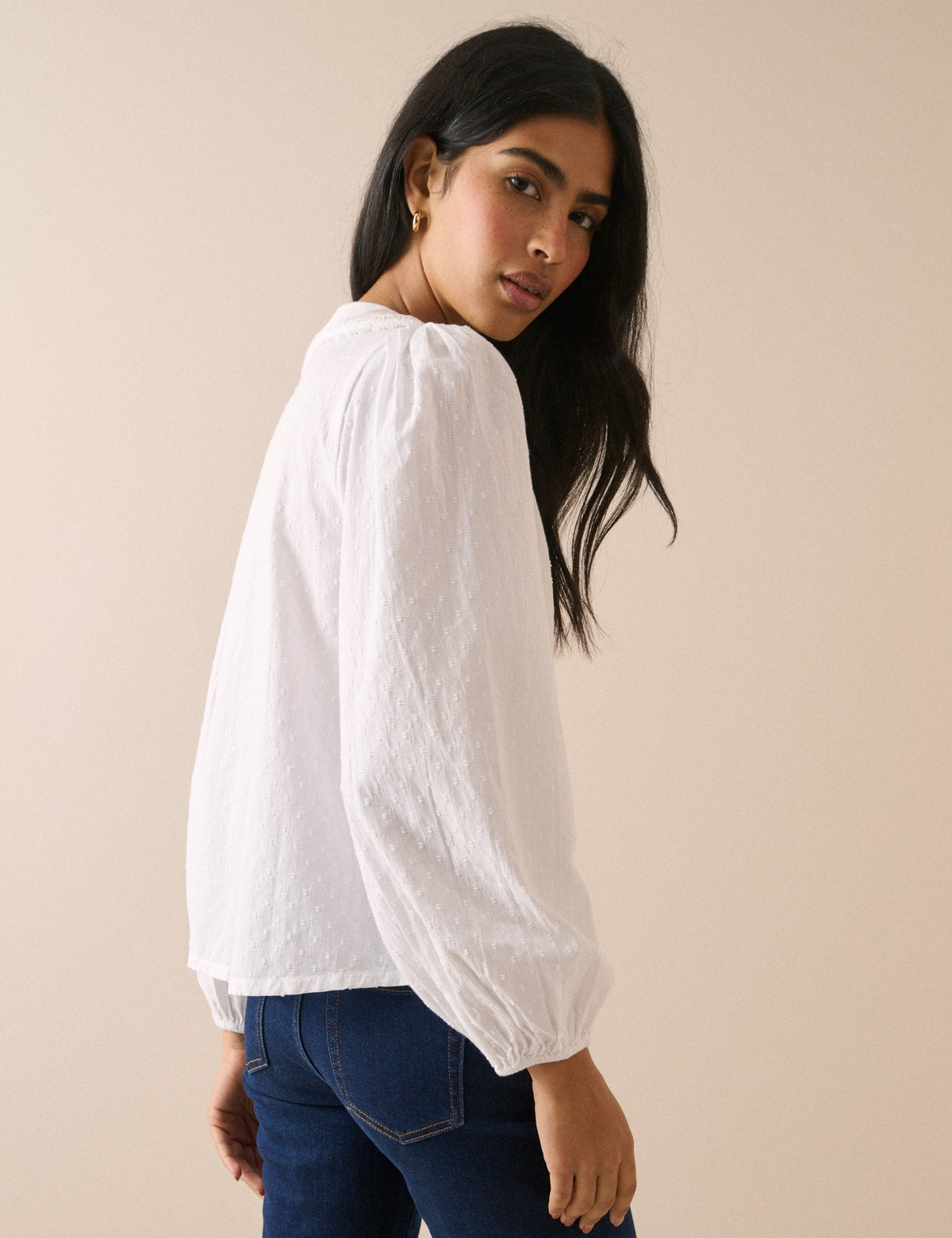 White Broderie Anglaise Peter Pan Collar Blouse