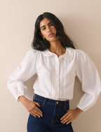 White Broderie Anglaise Peter Pan Collar Blouse