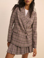 Brown Check Double Breasted Alicia Blazer