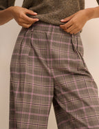 Petite Brown Check Wide Leg Rue Trousers