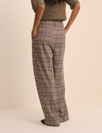 Petite Brown Check Wide Leg Rue Trousers