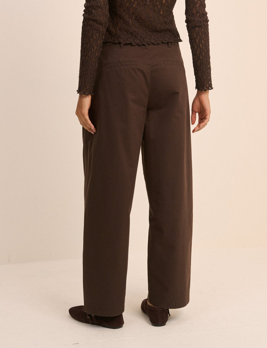 Brown Pleated Subtle Barrel Trousers
