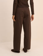 Brown Pleated Subtle Barrel Trousers