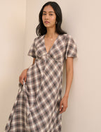 Brown Check Rowena Midi Dress