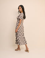 Brown Check Rowena Midi Dress