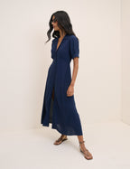 Navy Collared Chrissy Midi Dress