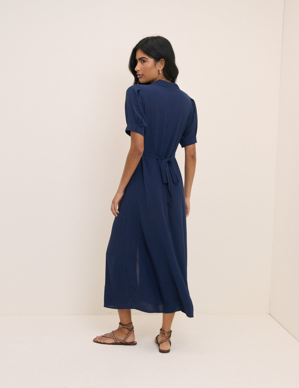Navy Collared Chrissy Midi Dress