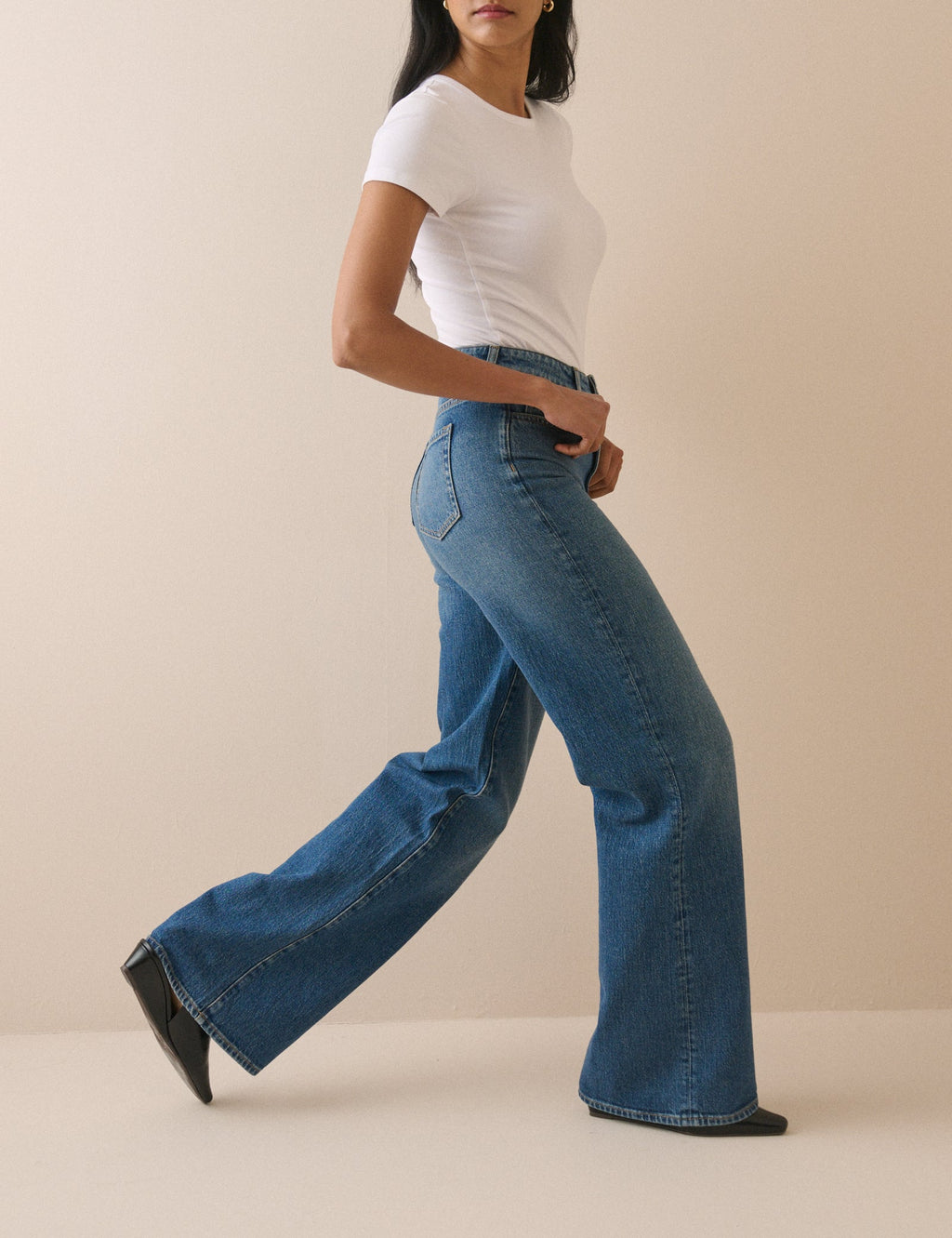 Mid Blue High Rise Soho Wide Leg Jeans
