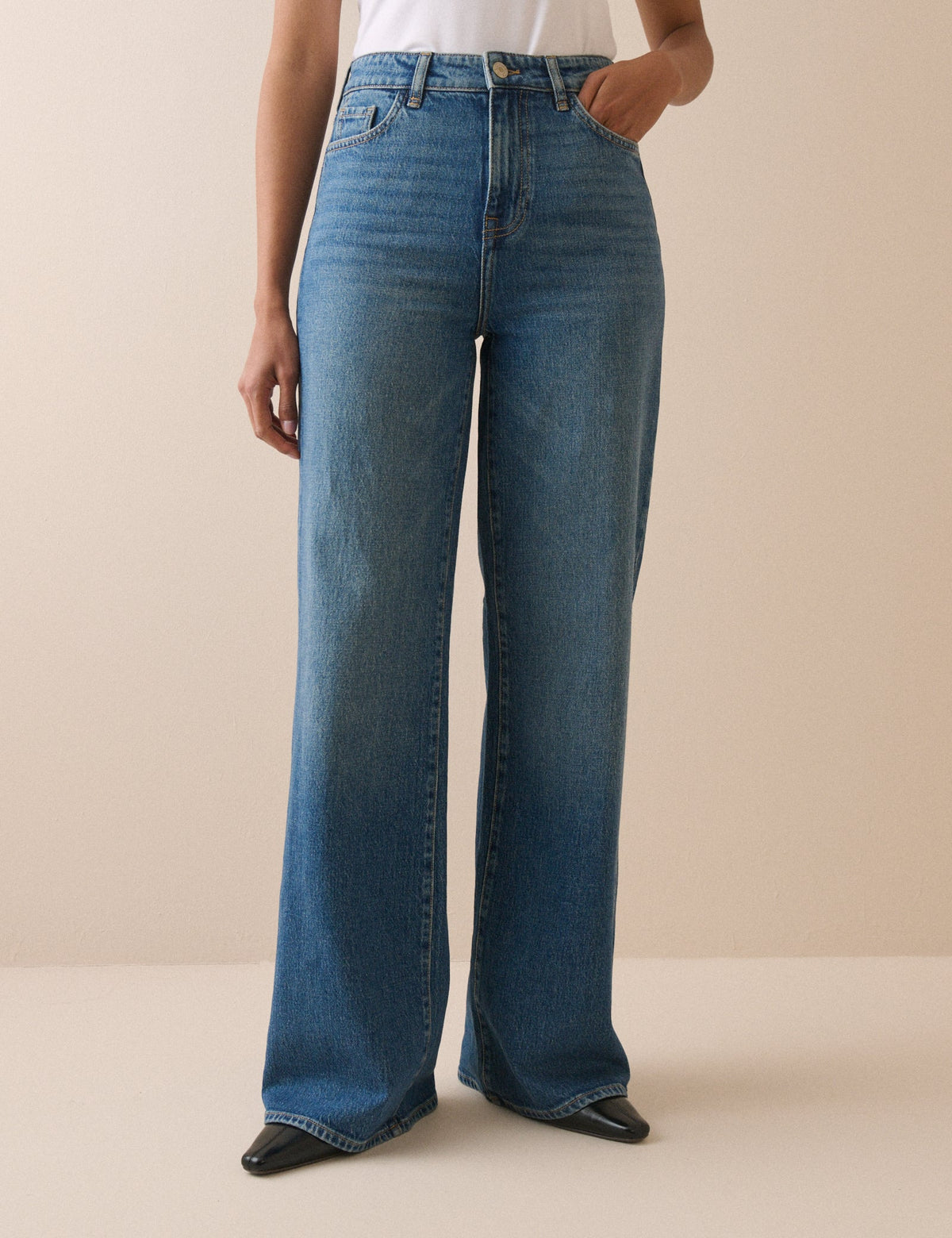 Mid Blue High Rise Soho Wide Leg Jeans