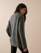 Grey Marl V-Neck Longline Jumper