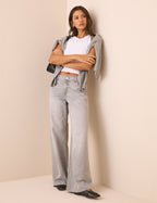 Grey Wide Leg Stepney Loose Jeans