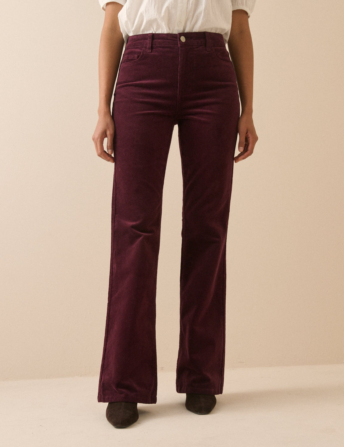 Burgundy Cord Mayfair Bootcut Jeans