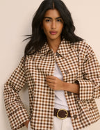 Brown Gingham Oyanti Swing Jacket