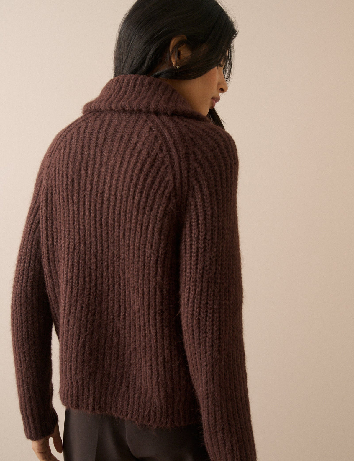 Brown Wool-Alpaca Chunky Knit Jumper