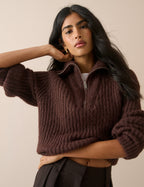 Brown Wool-Alpaca Chunky Knit Jumper