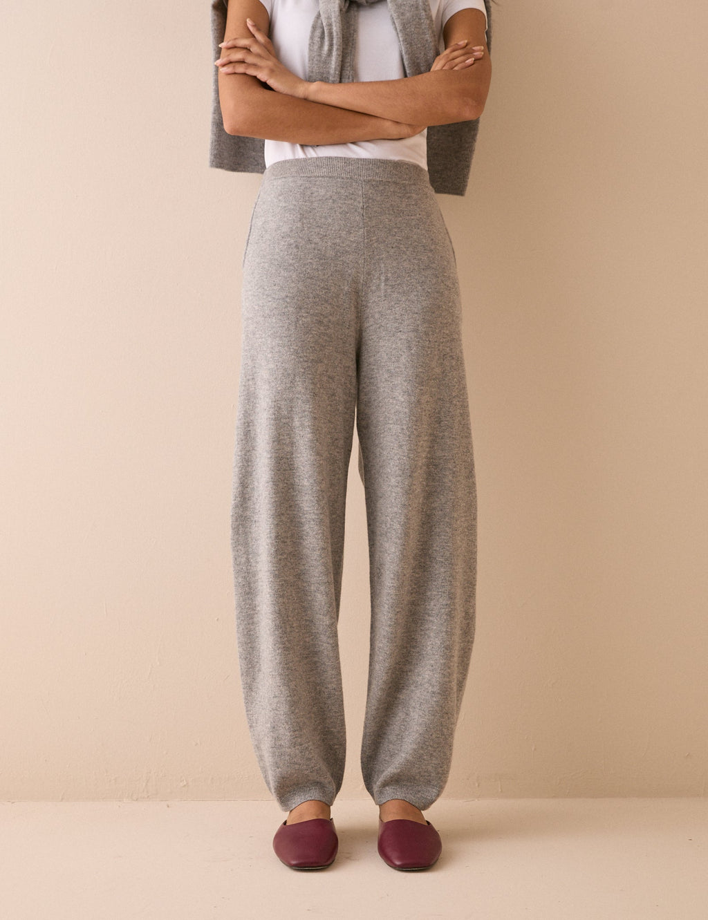 Grey Marl Tapered Wool Trouser