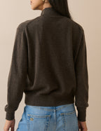 Brown Marl Cashmere Funnel Neck Cardigan