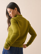 Olive Green Cashmere Funnel Neck Cardigan