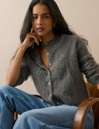 Grey Marl Cashmere Brushed Cardigan