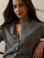 Grey Marl Cashmere Brushed Cardigan
