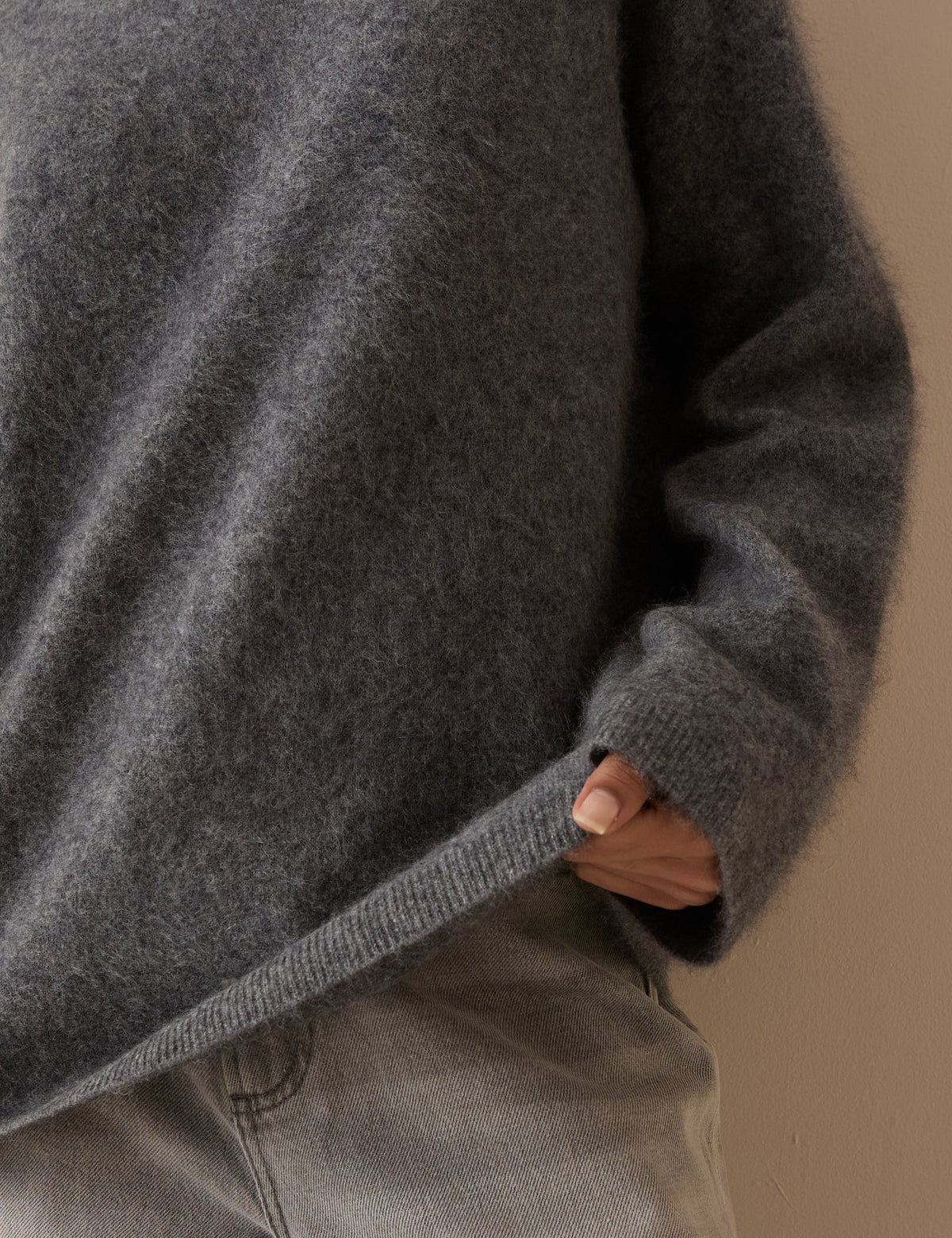 Grey Brushed Wool Jumper
